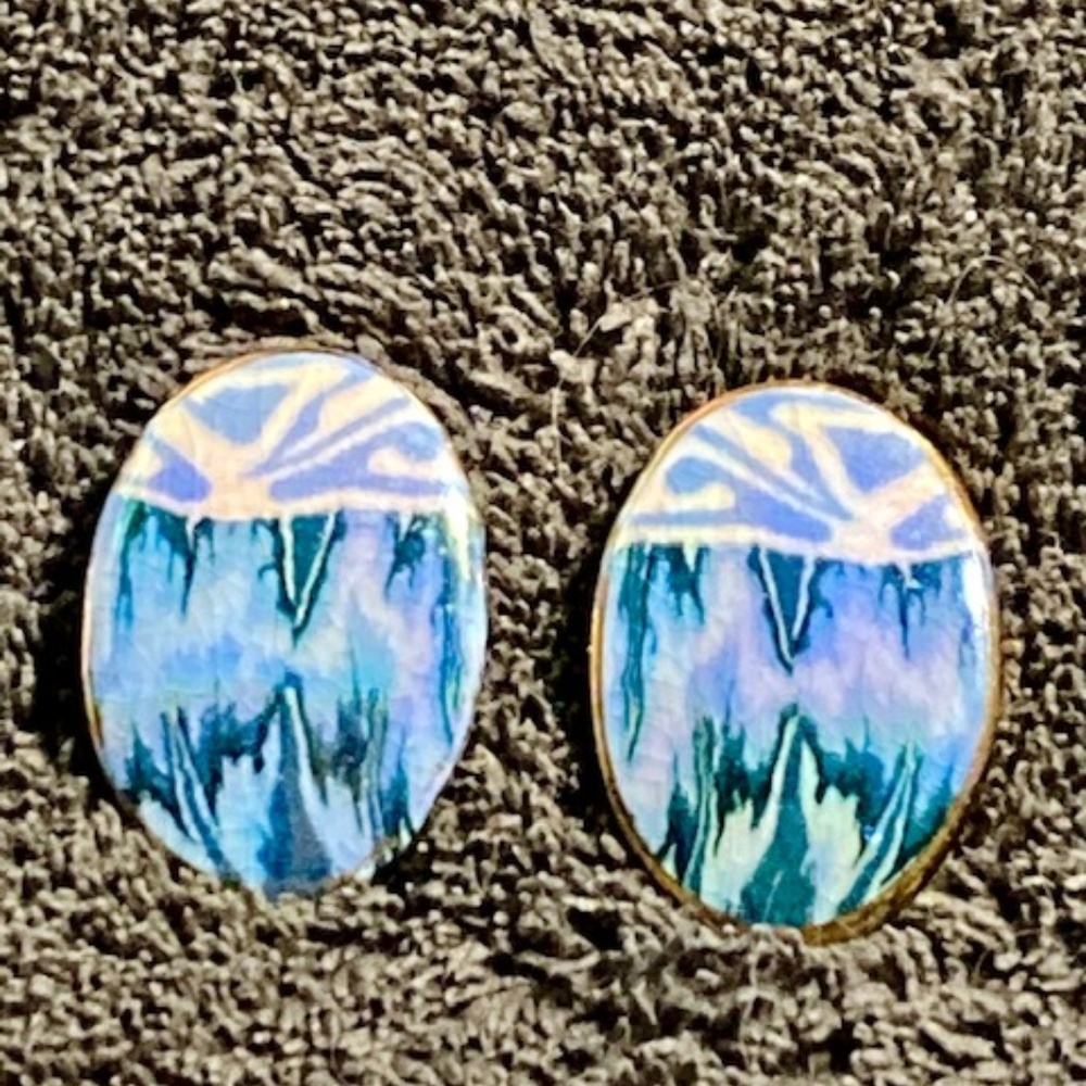 Ceramic Paint/Enamel Rainbow Irridescent Earrings